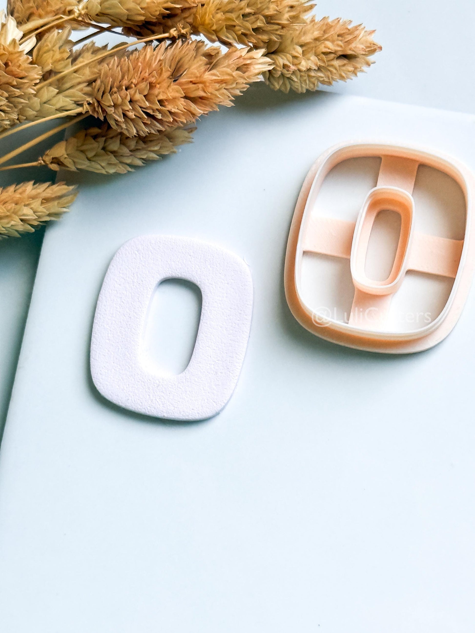 Rounded Square Clay Cutter – Modern Oval Center Polymer Clay Earring Shape