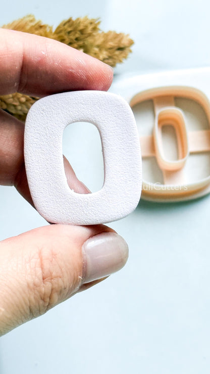 Rounded Square Clay Cutter – Modern Oval Center Polymer Clay Earring Shape