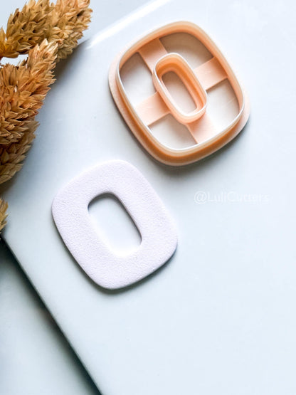 Rounded Square Clay Cutter – Modern Oval Center Polymer Clay Earring Shape