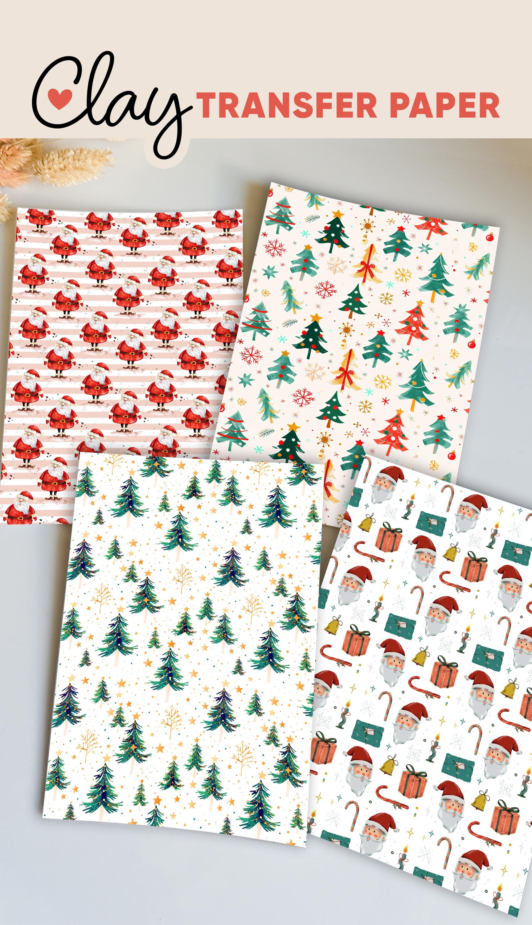 Christmas Tree & Santa Transfer Papers – Festive Polymer Clay Surface Designs