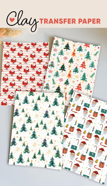 Christmas Tree & Santa Transfer Papers – Festive Polymer Clay Surface Designs