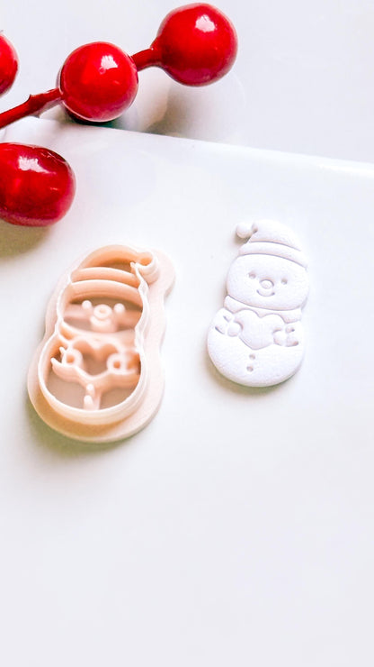 Snowman Clay Cutter: Christmas Earring, Polymer Clay