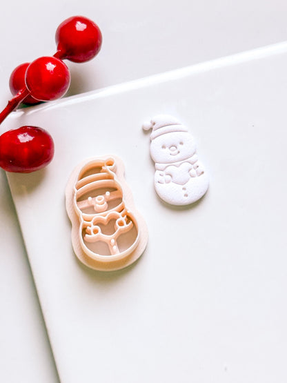 Snowman Clay Cutter: Christmas Earring, Polymer Clay