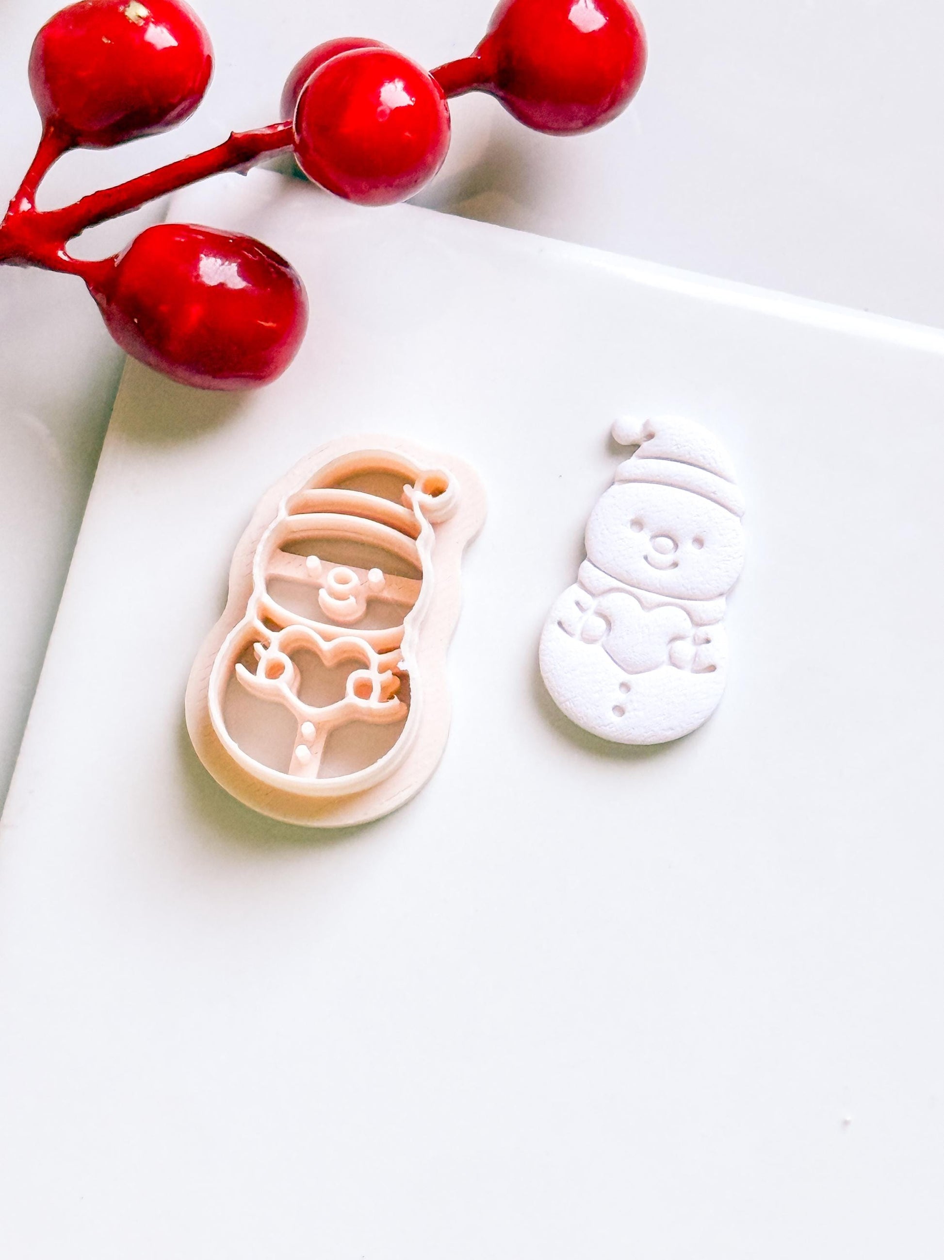 Snowman Clay Cutter: Christmas Earring, Polymer Clay