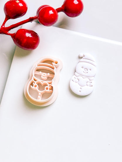 Snowman Clay Cutter: Christmas Earring, Polymer Clay