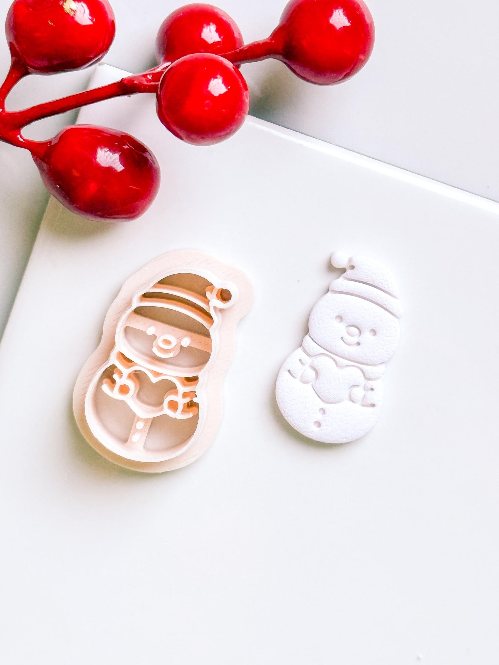 Snowman Clay Cutter: Christmas Earring, Polymer Clay