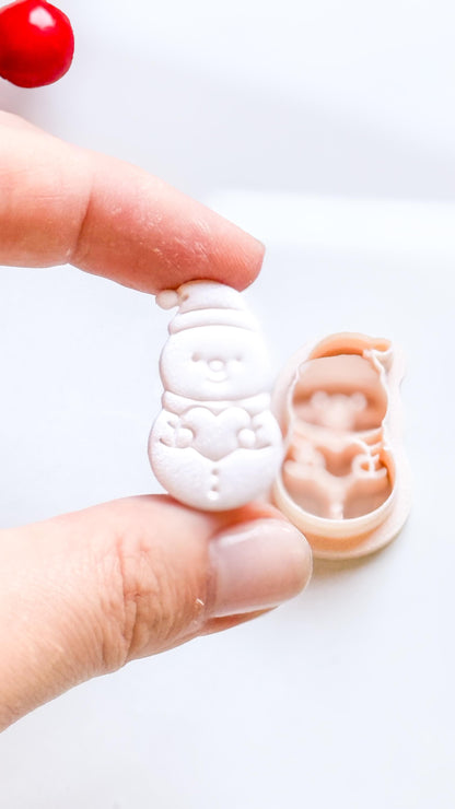 Snowman Clay Cutter: Christmas Earring, Polymer Clay