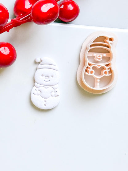 Snowman Clay Cutter: Christmas Earring, Polymer Clay