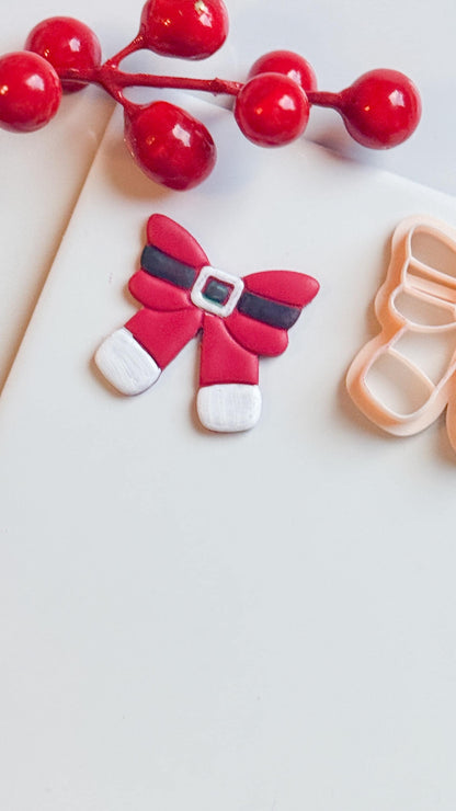 Santa Belt Bow Clay Cutter – Christmas Polymer Clay Tool for Festive Earrings & Charms