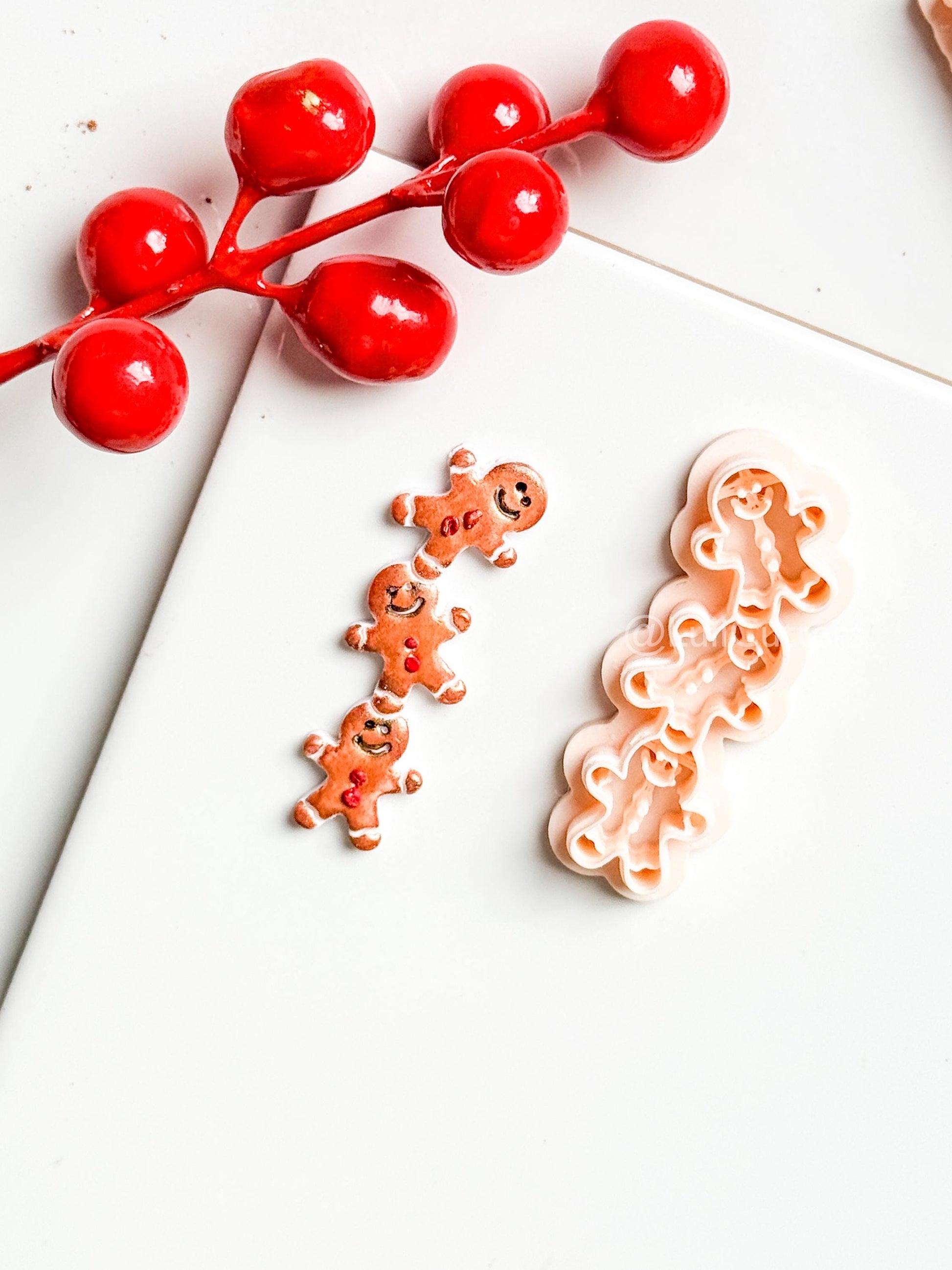 Gingerbread Man Chain Clay Cutter: Christmas Earring Polymer Clay Tool