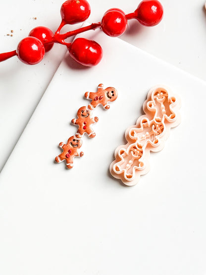 Gingerbread Man Chain Clay Cutter: Christmas Earring Polymer Clay Tool
