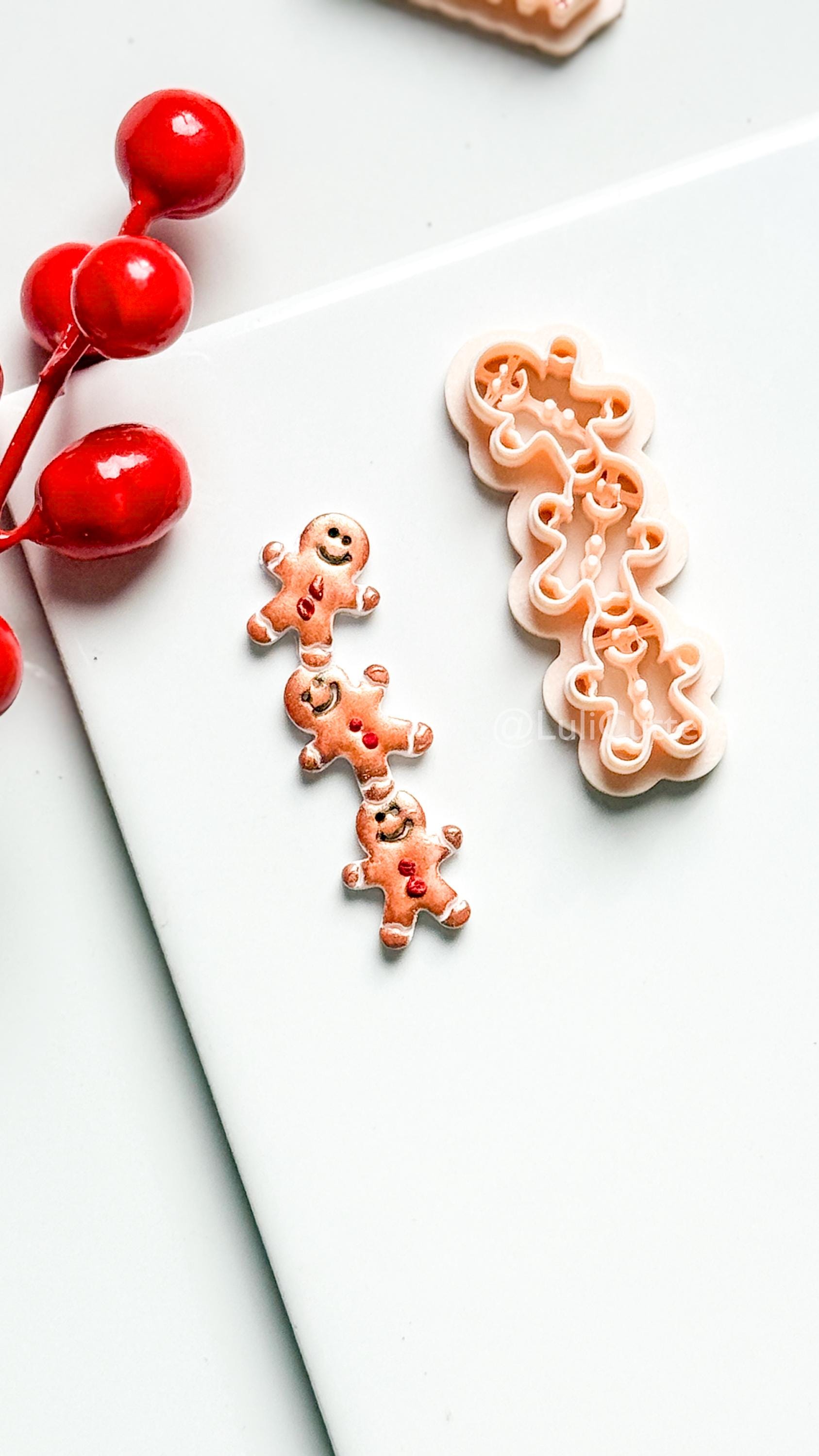 Gingerbread Man Chain Clay Cutter: Christmas Earring Polymer Clay Tool