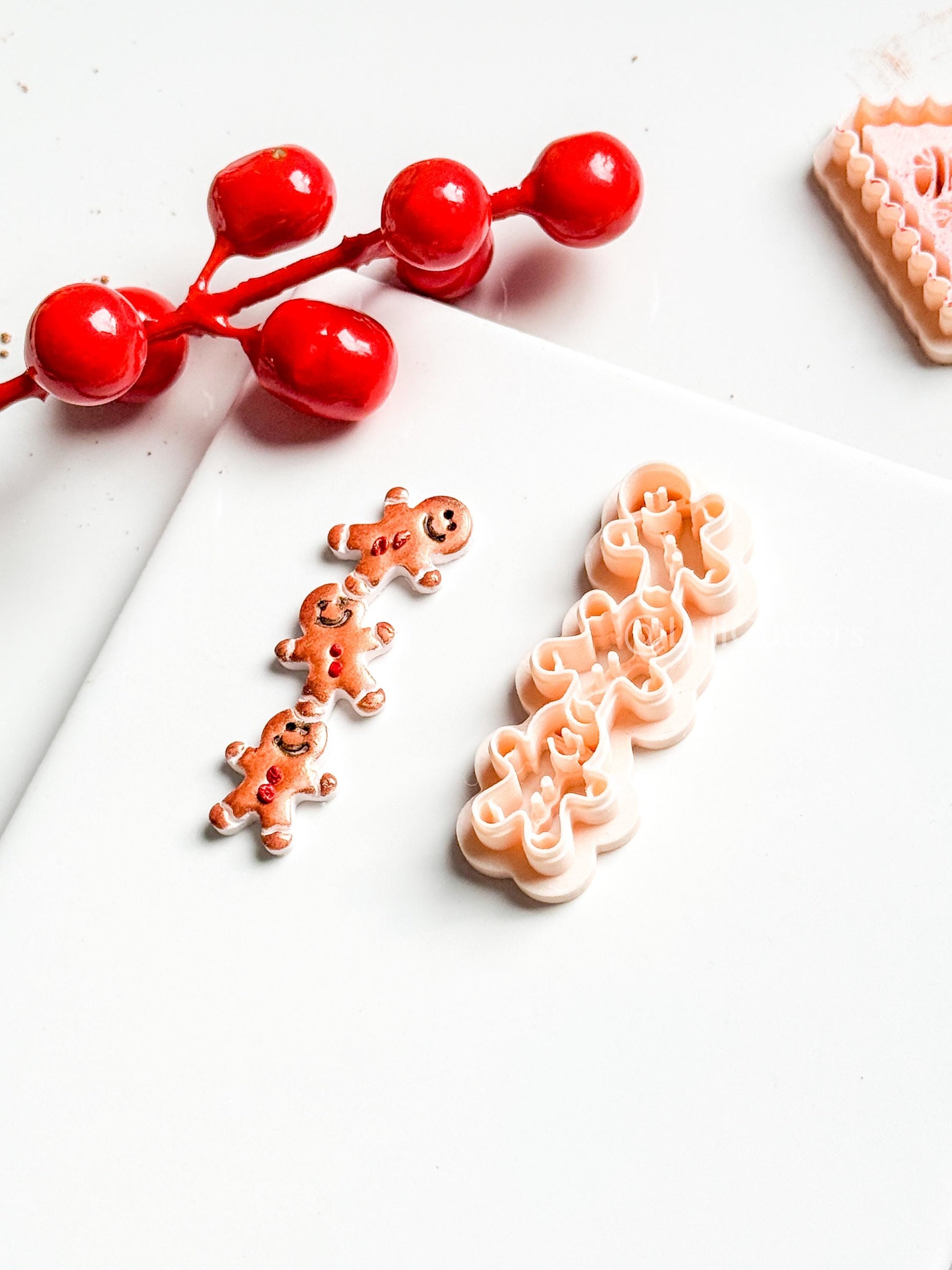 Gingerbread Man Chain Clay Cutter: Christmas Earring Polymer Clay Tool