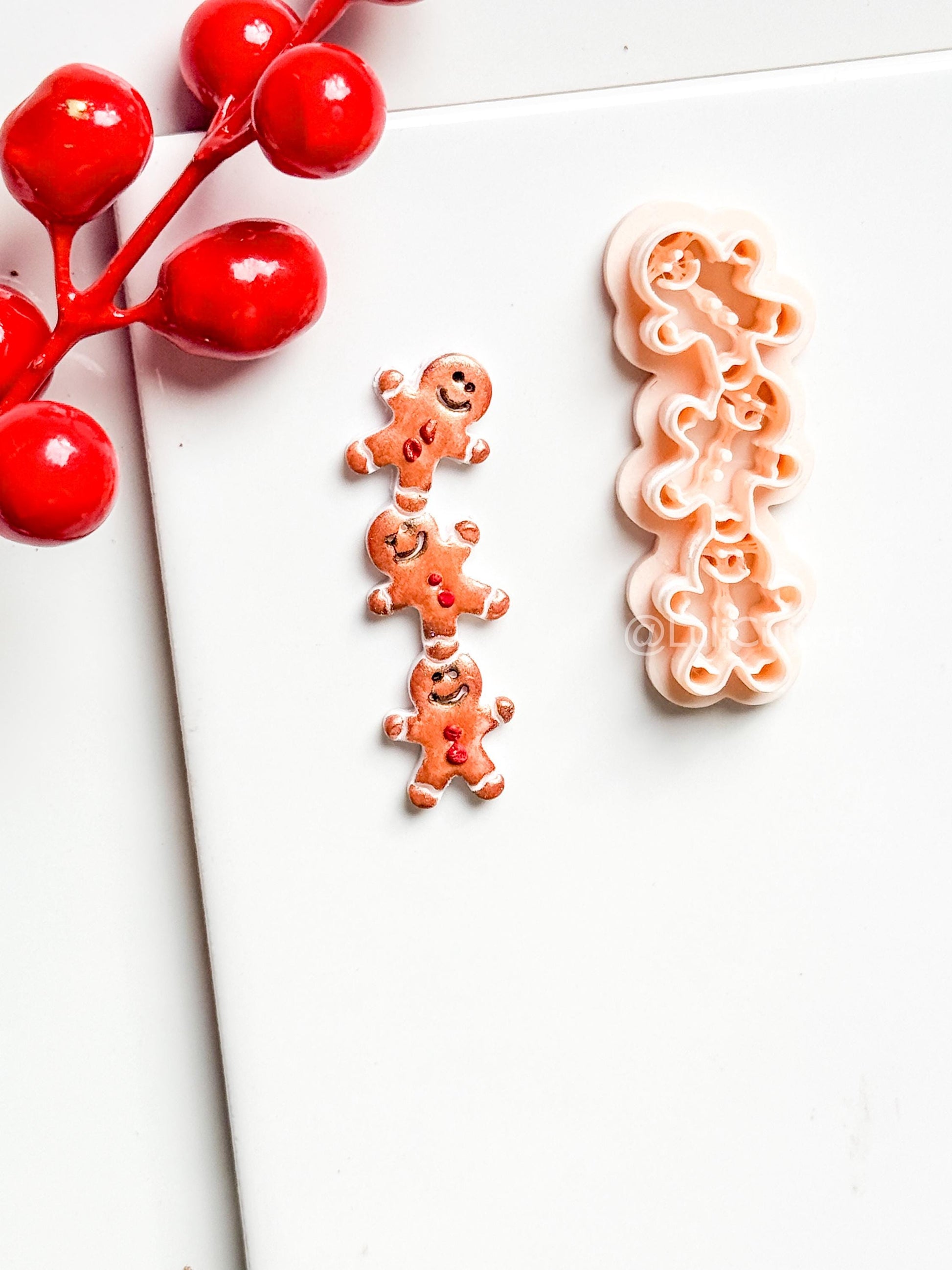 Gingerbread Man Chain Clay Cutter: Christmas Earring Polymer Clay Tool