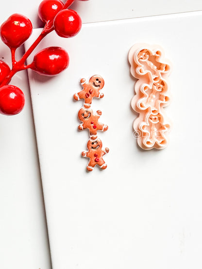 Gingerbread Man Chain Clay Cutter: Christmas Earring Polymer Clay Tool
