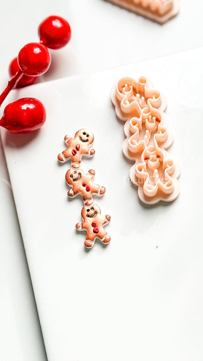 Gingerbread Man Chain Clay Cutter: Christmas Earring Polymer Clay Tool