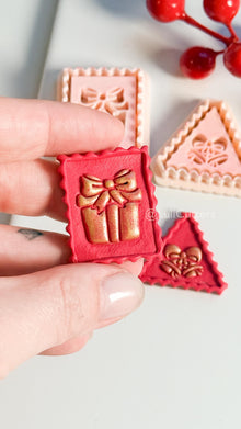 Christmas Stamp Edge Clay Cutter: Gift Box & Bell Shape Cutters for Polymer Clay