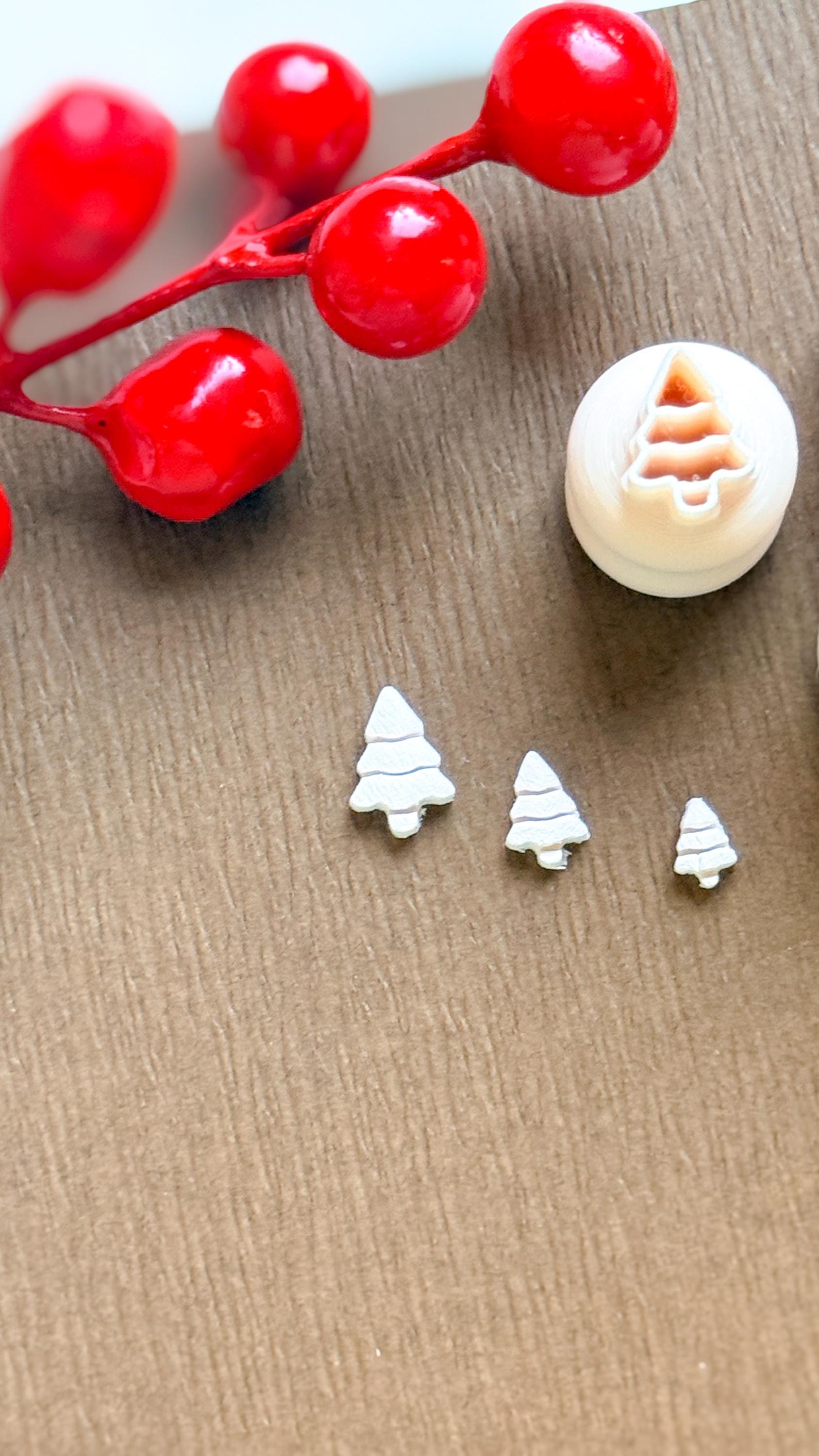 Christmas Tree Micro Clay Cutter Set – Polymer Clay Tools for Mini Holiday Designs