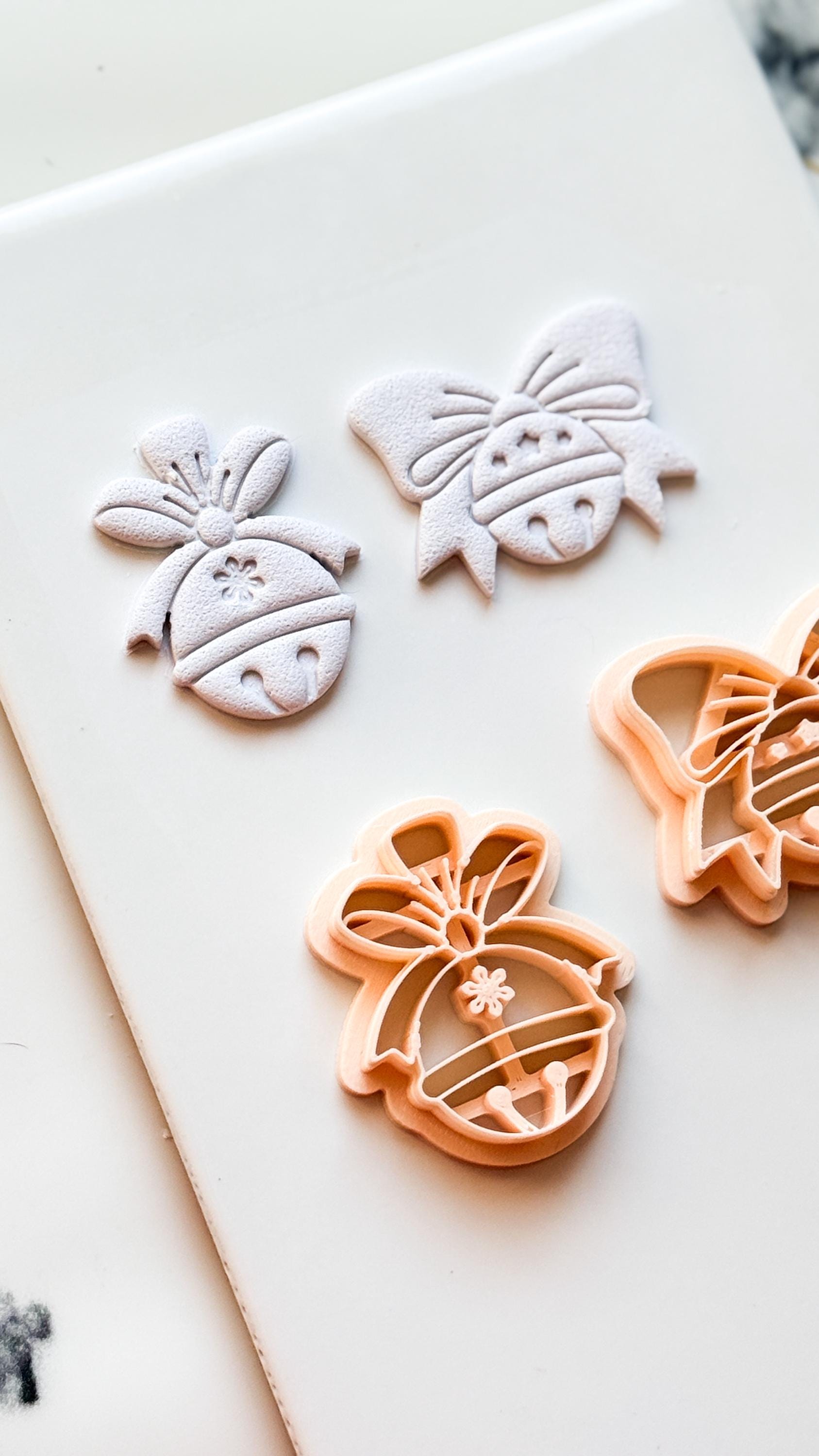 Christmas Bell Clay Cutters: Two Bow Designs Polymer Clay Tools