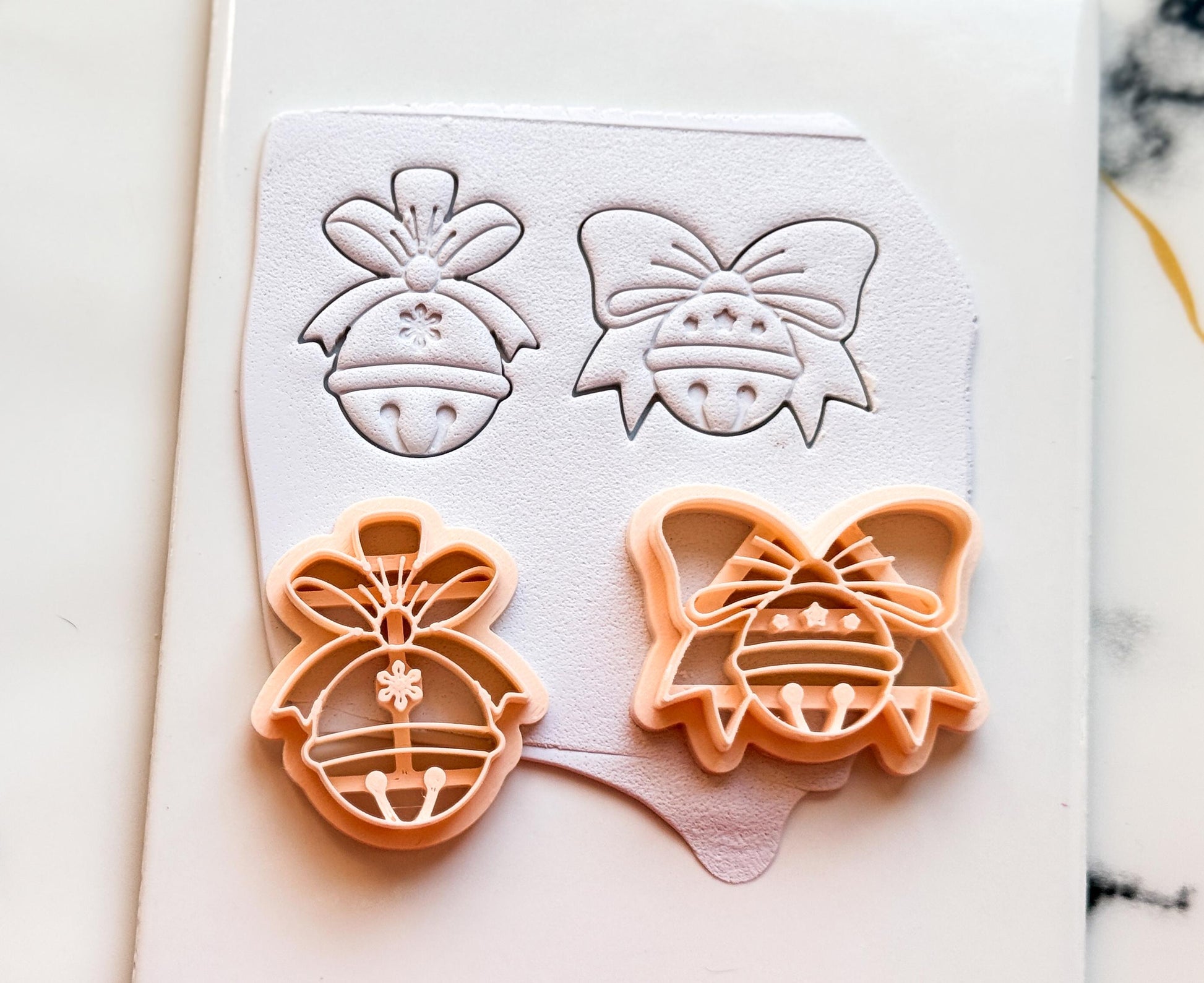Christmas Bell Clay Cutters: Two Bow Designs Polymer Clay Tools