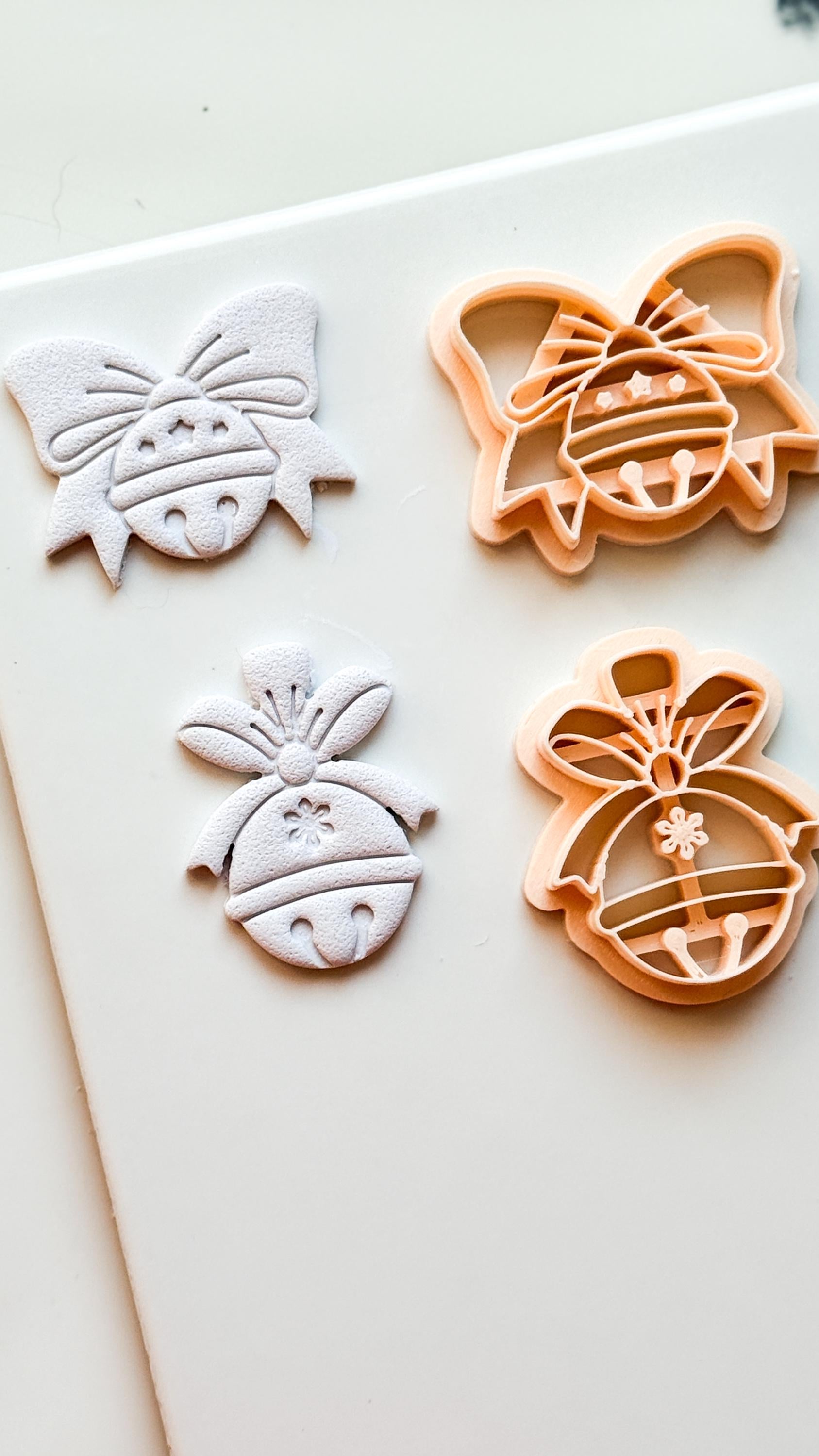 Christmas Bell Clay Cutters: Two Bow Designs Polymer Clay Tools
