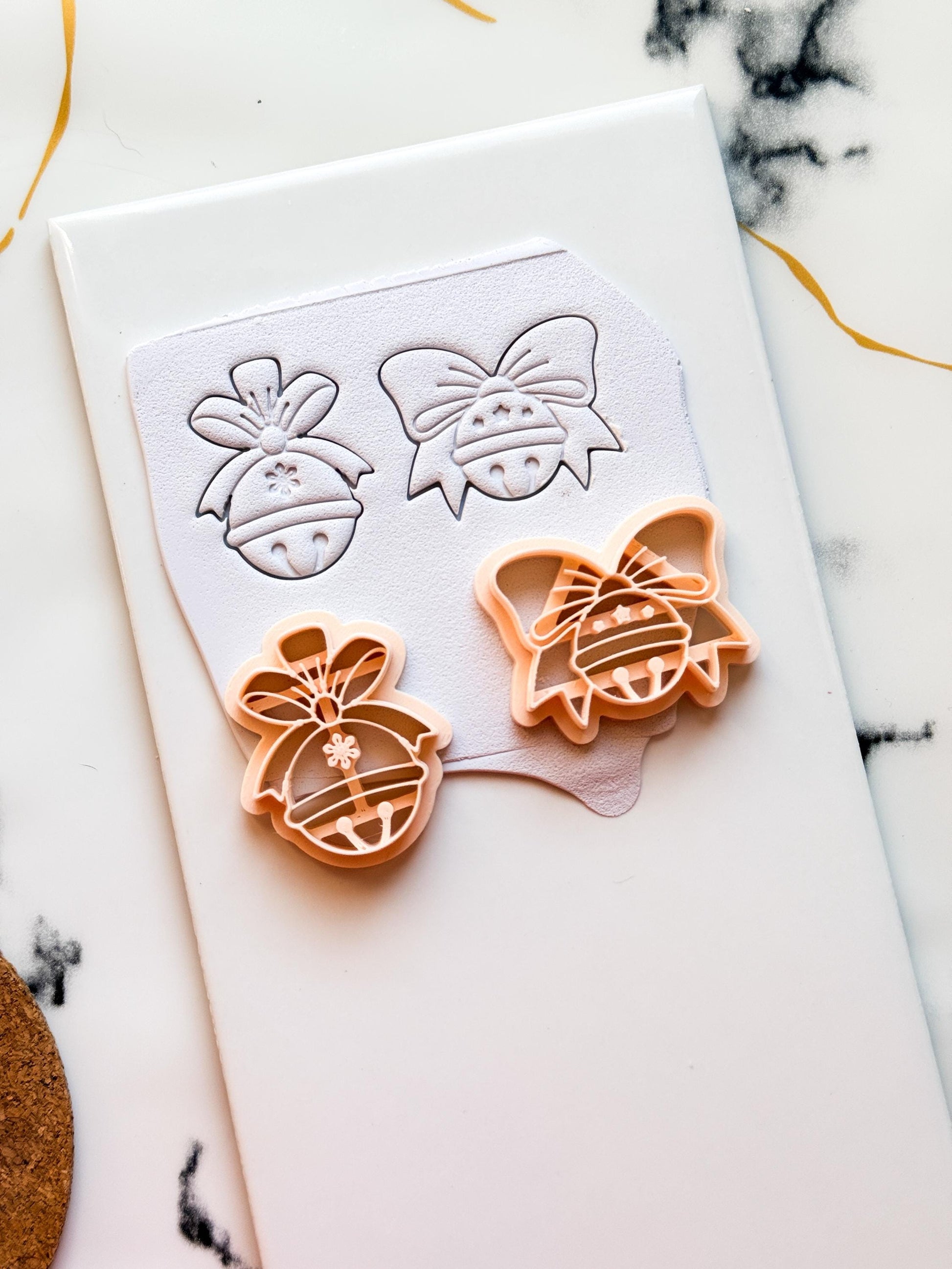 Christmas Bell Clay Cutters: Two Bow Designs Polymer Clay Tools