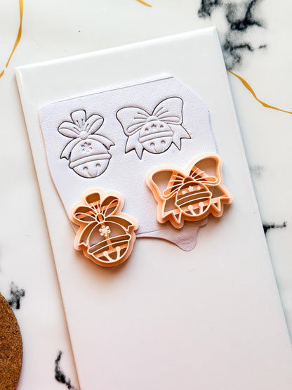 Christmas Bell Clay Cutters: Two Bow Designs Polymer Clay Tools