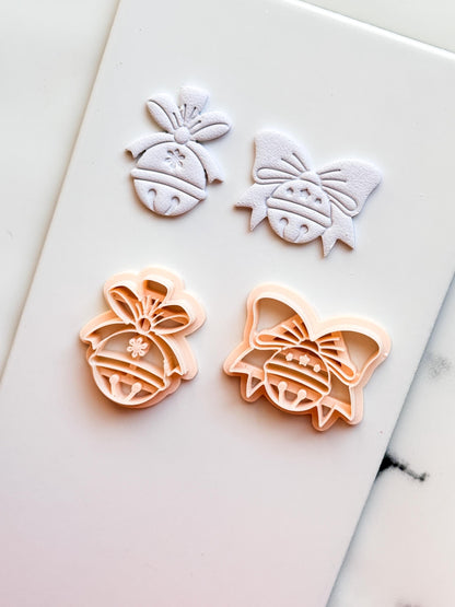 Christmas Bell Clay Cutters: Two Bow Designs Polymer Clay Tools