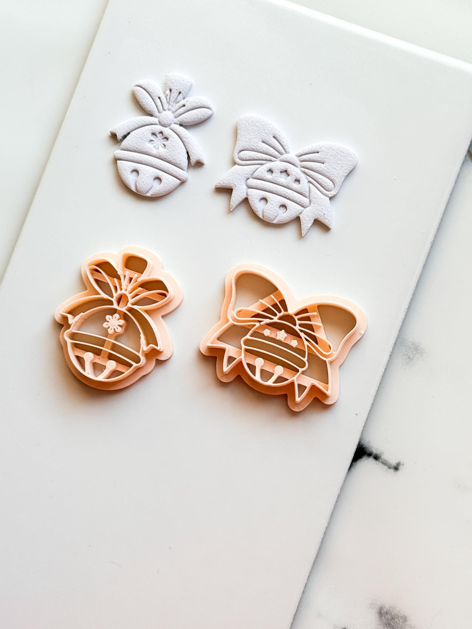 Christmas Bell Clay Cutters: Two Bow Designs Polymer Clay Tools