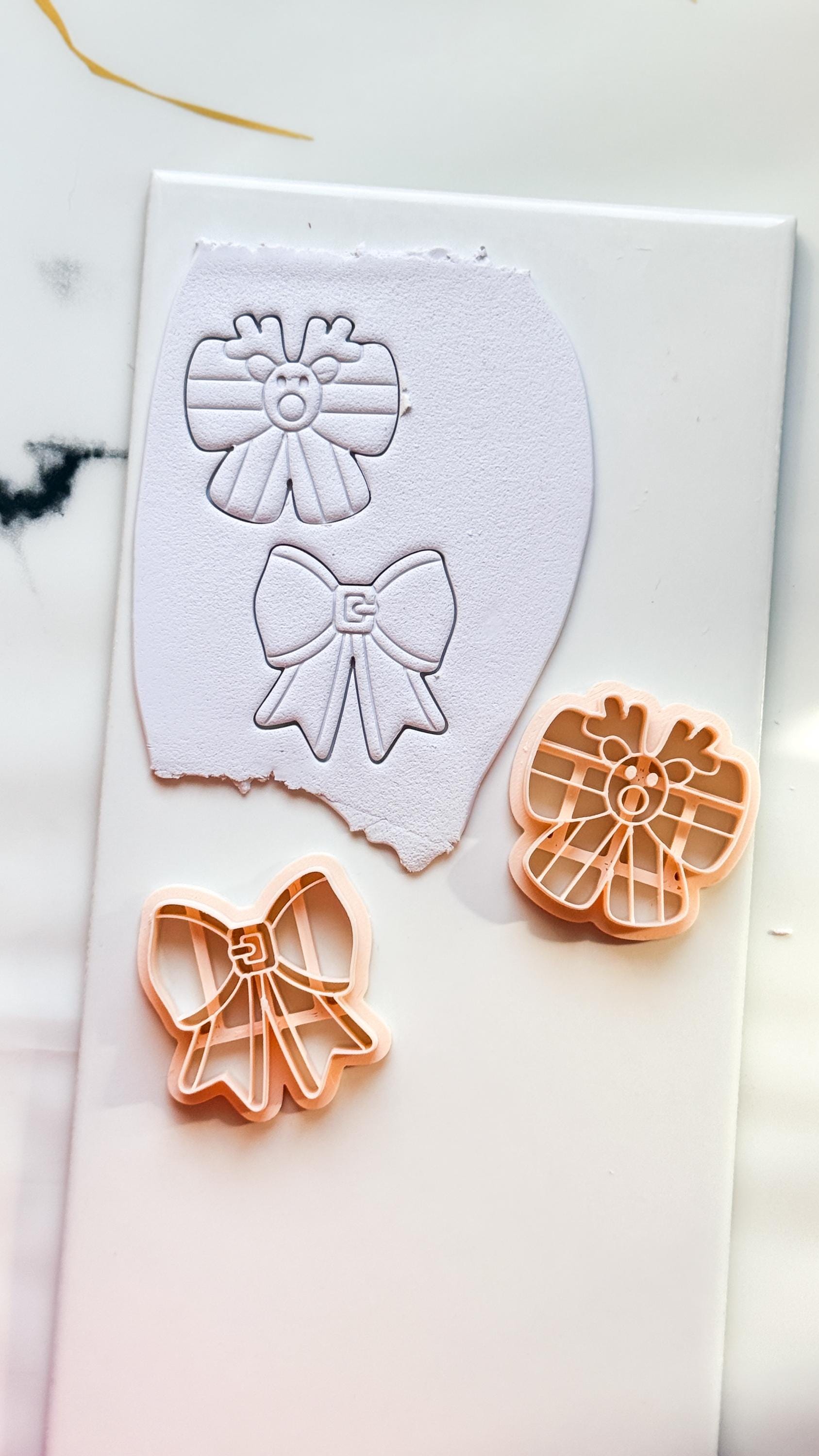 Christmas Bow Clay Cutters: Reindeer & Classic Holiday Polymer Clay Tools