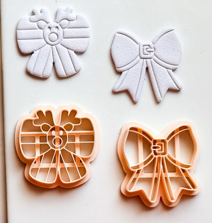 Christmas Bow Clay Cutters: Reindeer & Classic Holiday Polymer Clay Tools