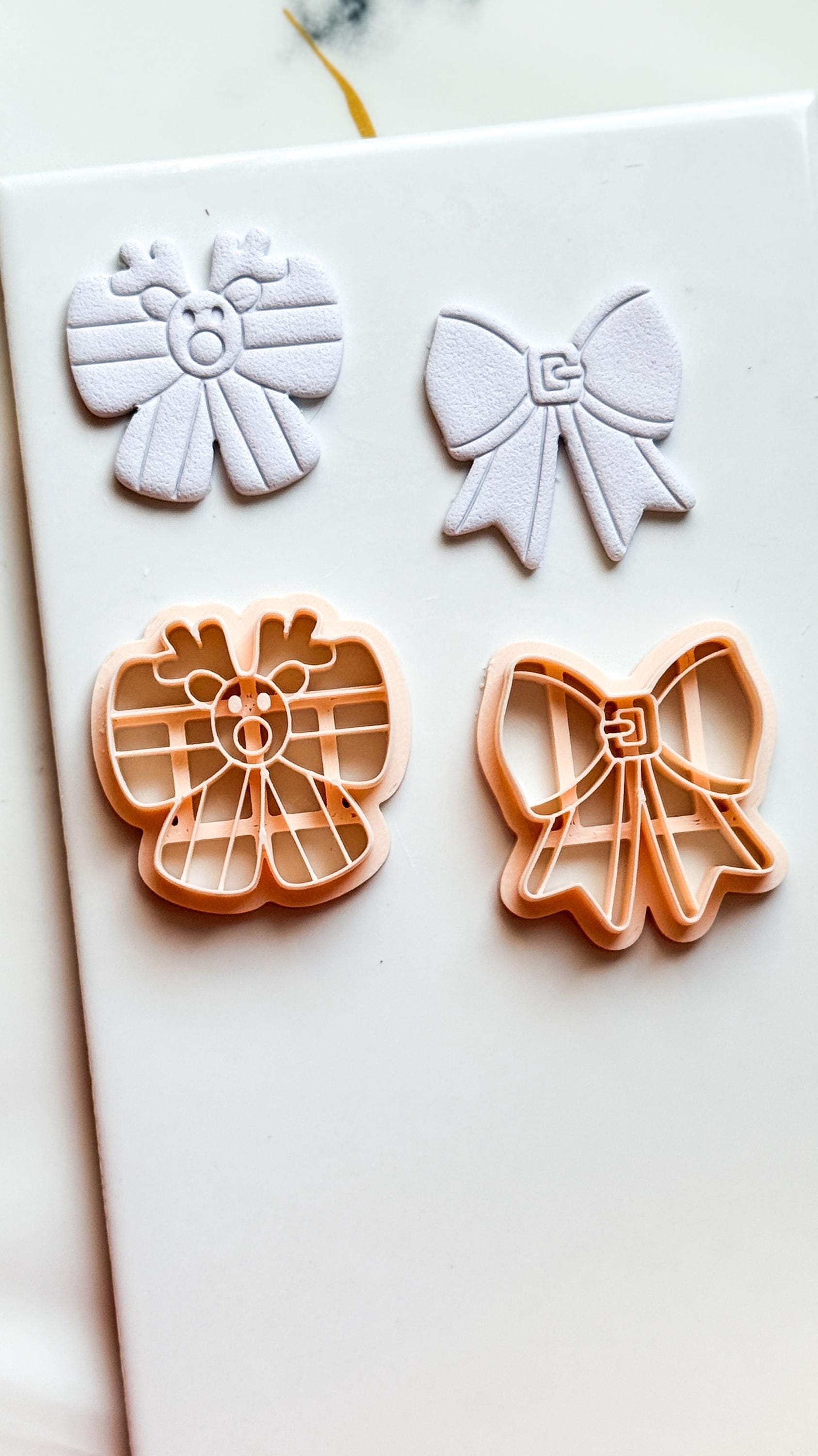 Christmas Bow Clay Cutters: Reindeer & Classic Holiday Polymer Clay Tools