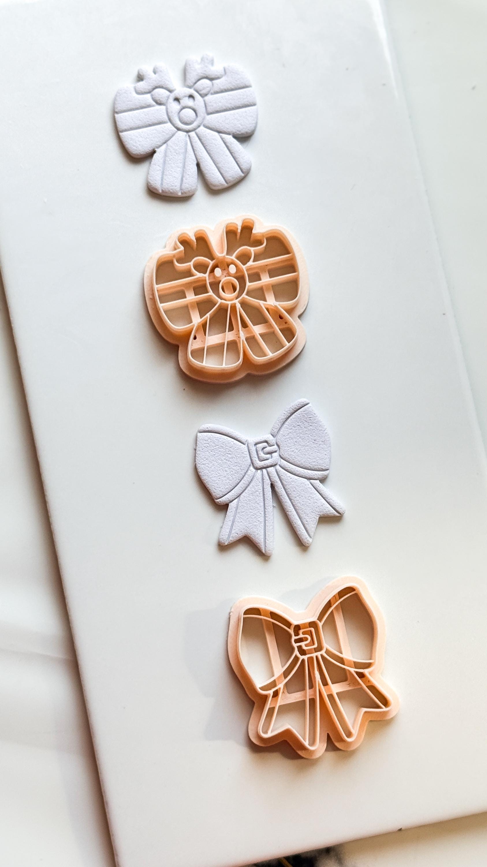 Christmas Bow Clay Cutters: Reindeer & Classic Holiday Polymer Clay Tools