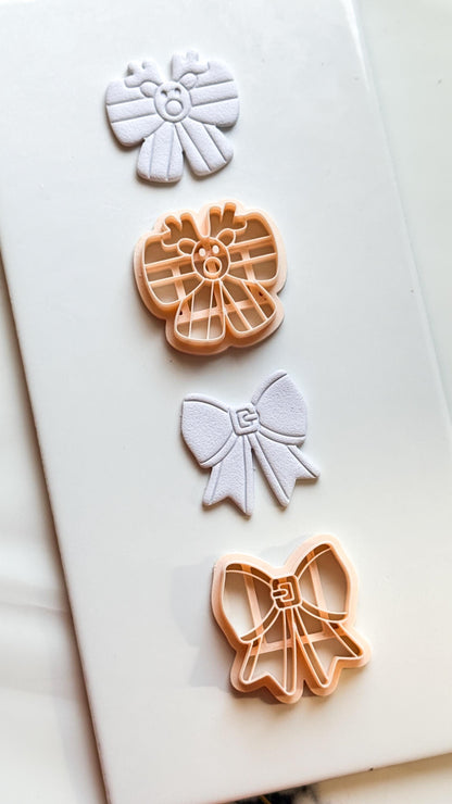 Christmas Bow Clay Cutters: Reindeer & Classic Holiday Polymer Clay Tools