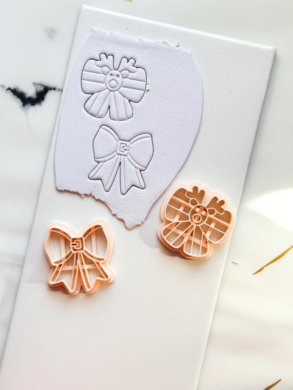 Christmas Bow Clay Cutters: Reindeer & Classic Holiday Polymer Clay Tools