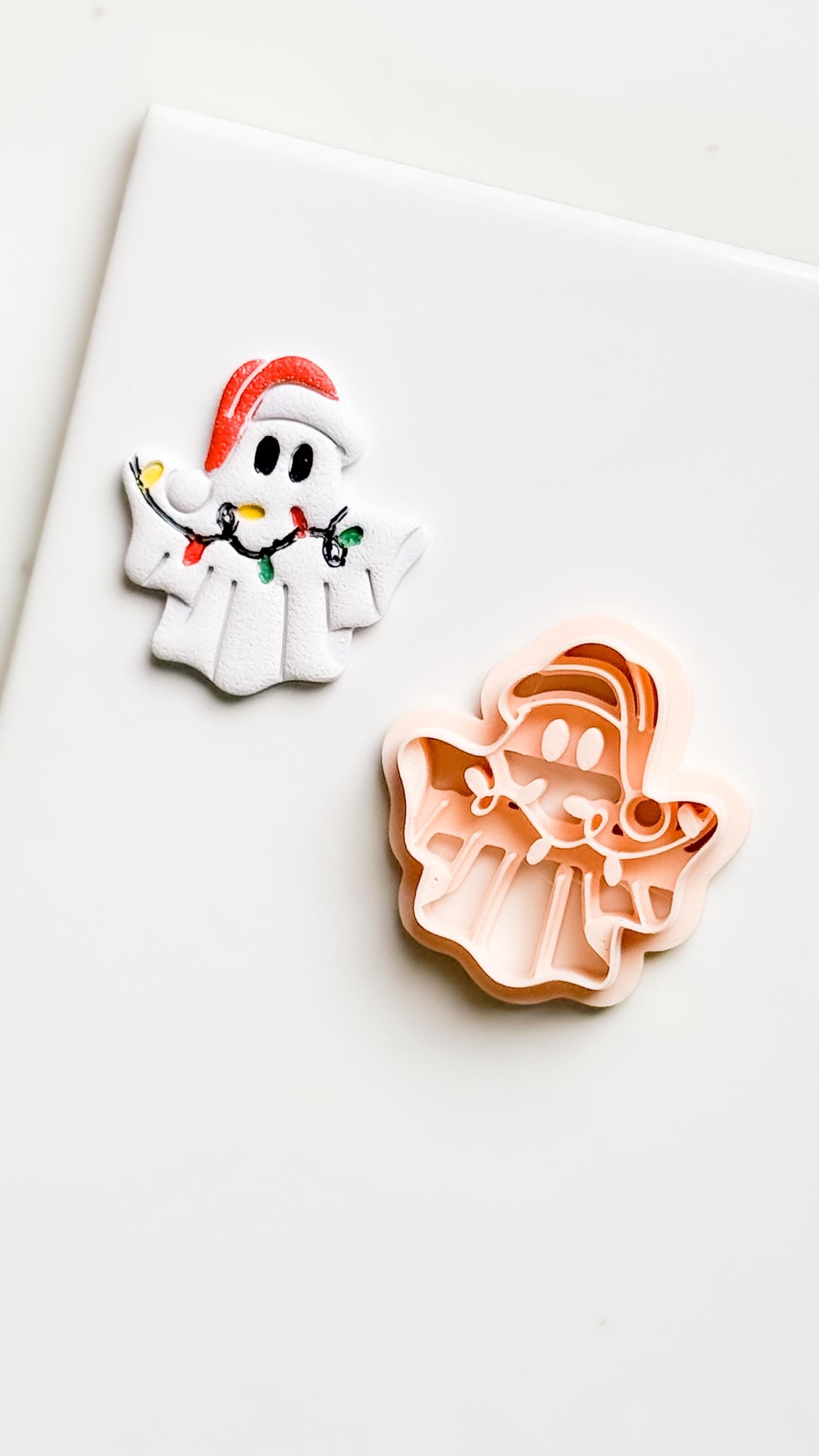 Christmas Ghost Clay Cutter: Festive Polymer Clay Emboss and Cut Tool