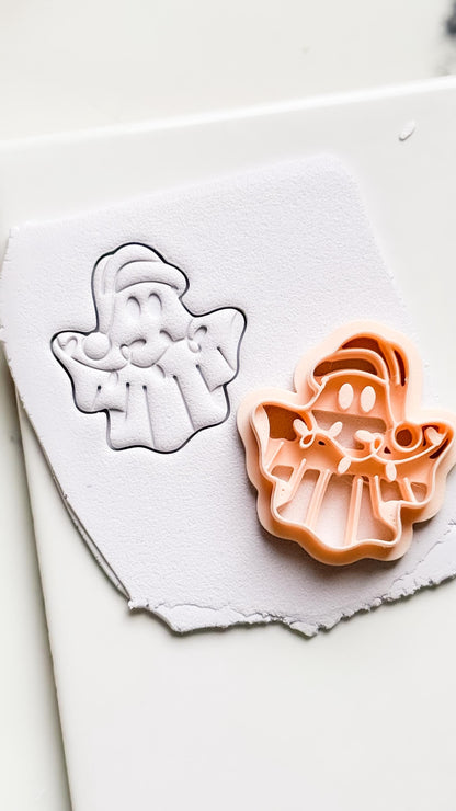 Christmas Ghost Clay Cutter: Festive Polymer Clay Emboss and Cut Tool