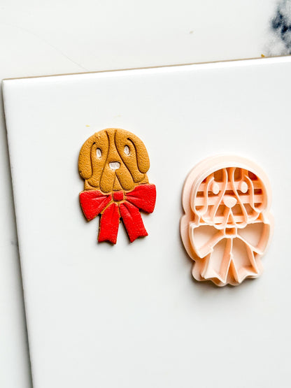 Basset Hound Clay Cutter: Dog with Bow Polymer Clay