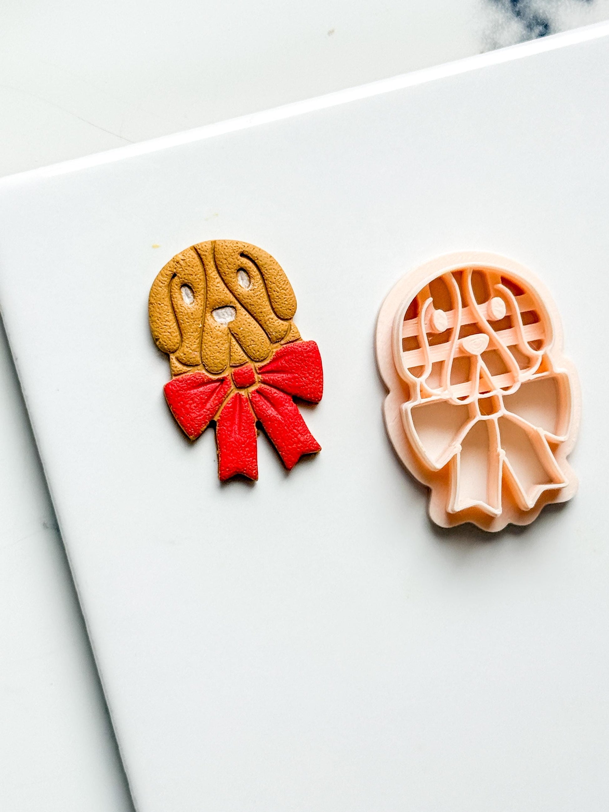 Basset Hound Clay Cutter: Dog with Bow Polymer Clay