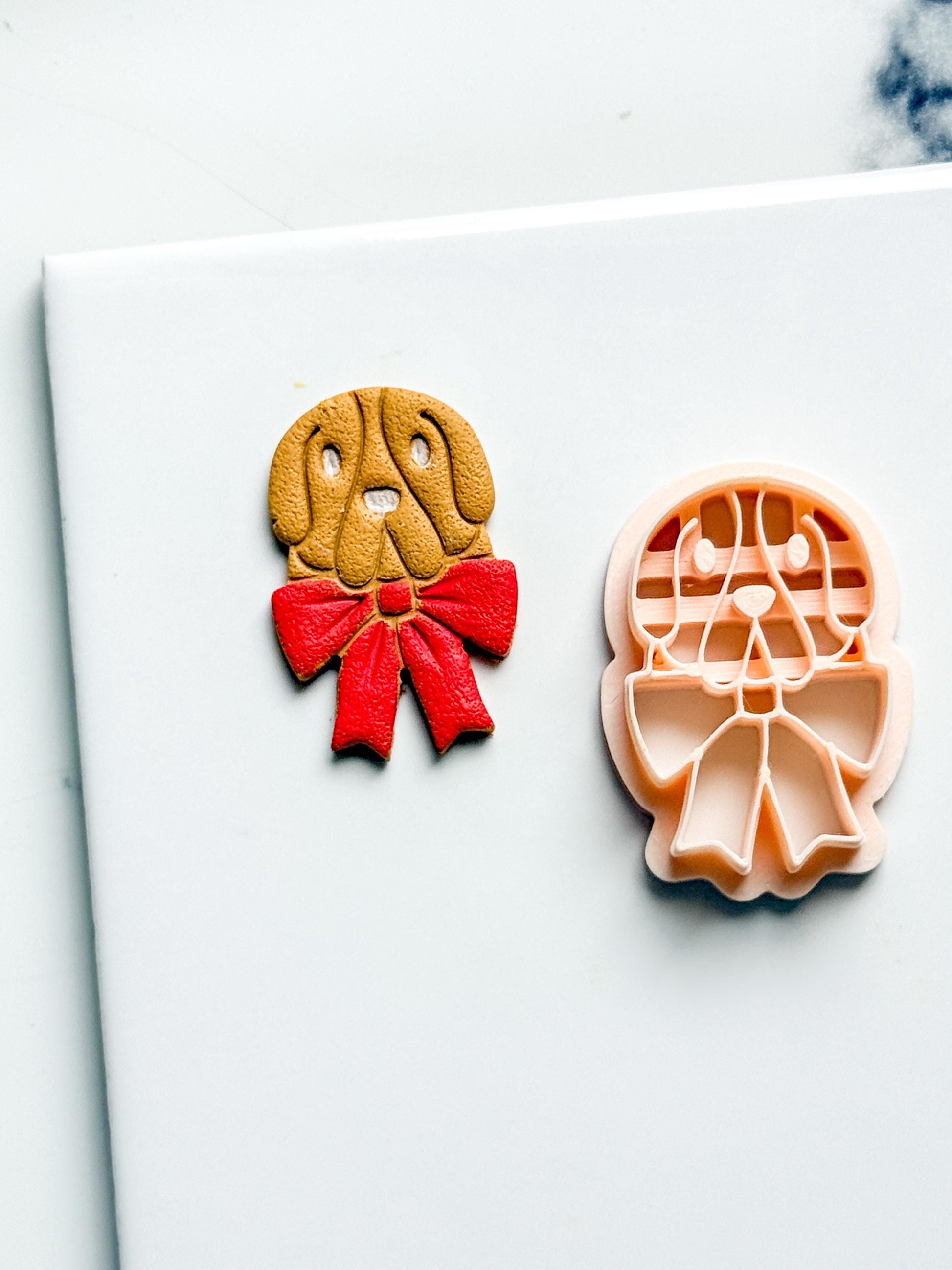 Basset Hound Clay Cutter: Dog with Bow Polymer Clay