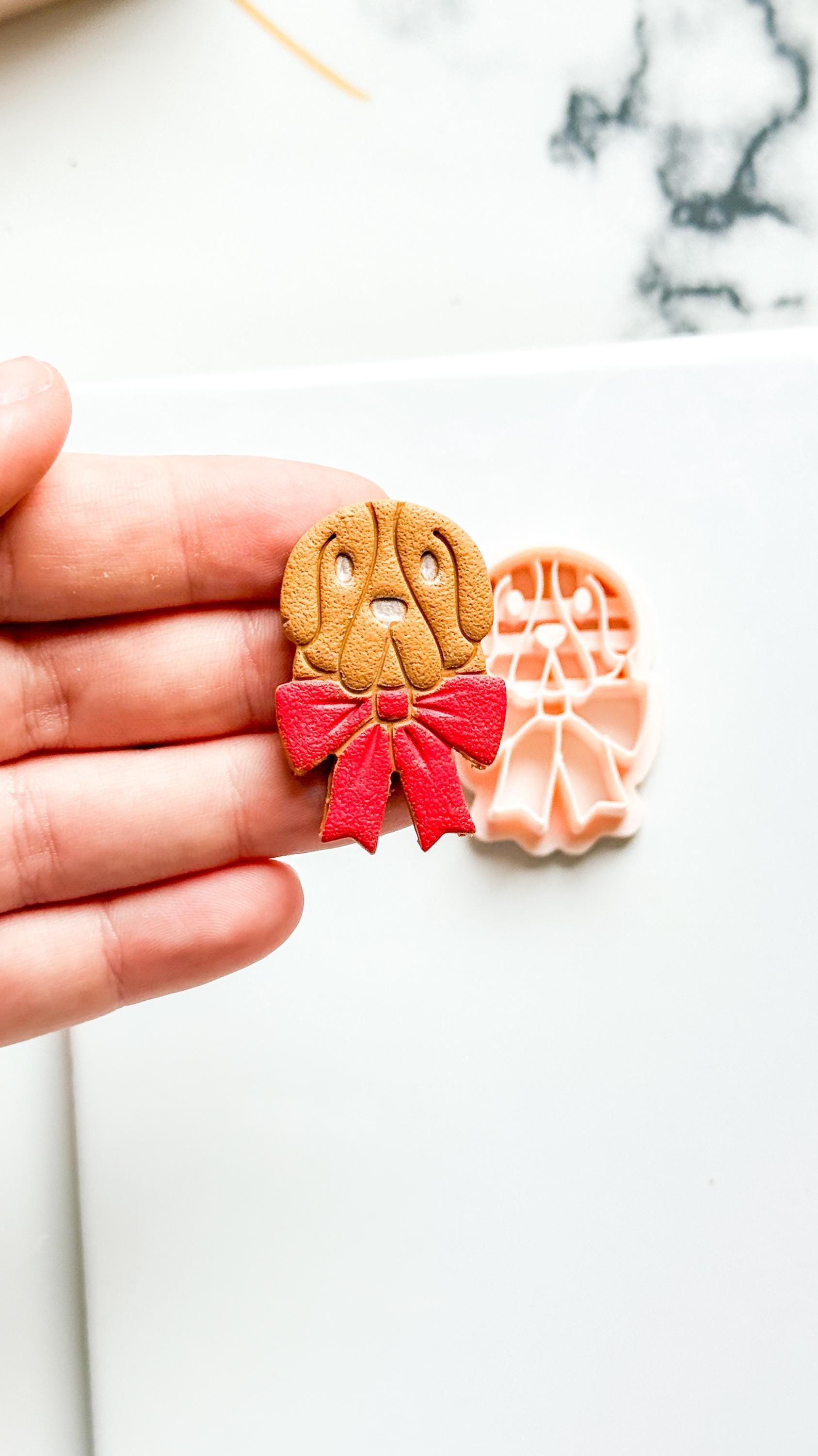 Basset Hound Clay Cutter: Dog with Bow Polymer Clay