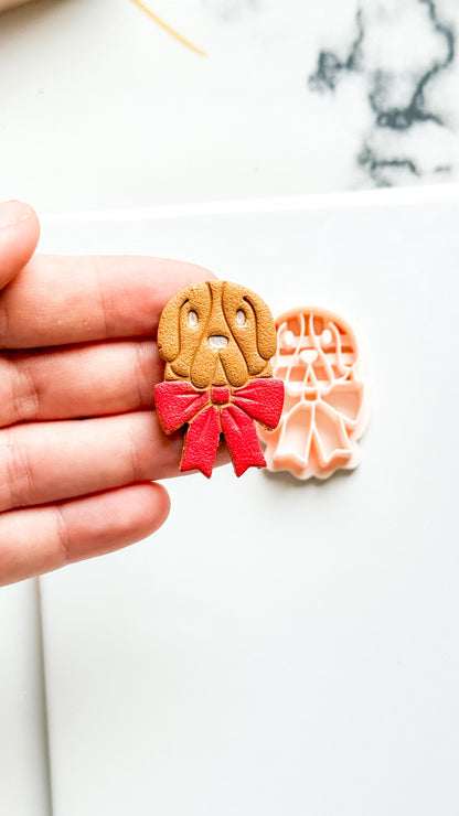 Basset Hound Clay Cutter: Dog with Bow Polymer Clay