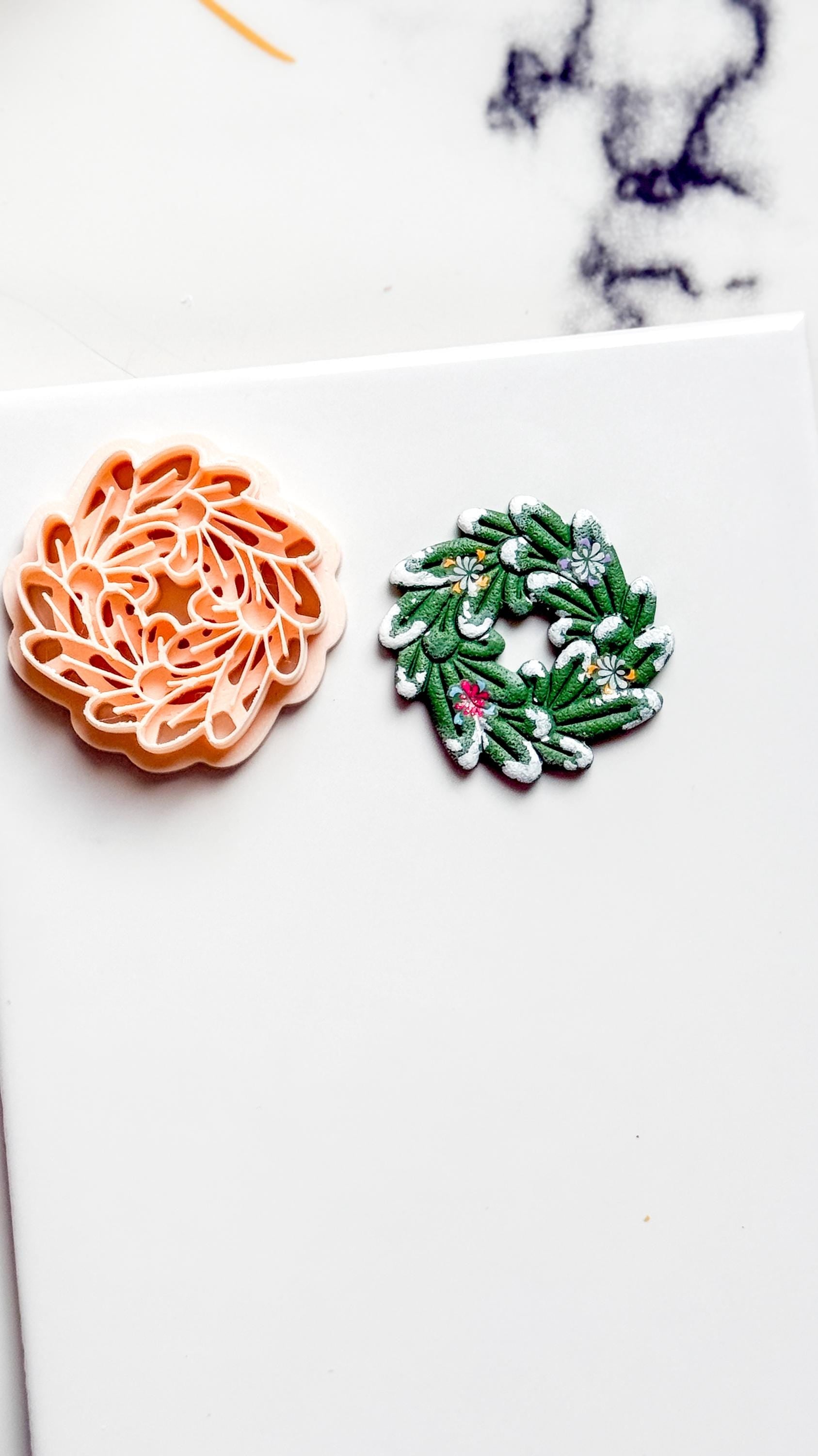 Christmas Wreath Clay Cutter Set: Bow and Leaf Polymer Clay Tools