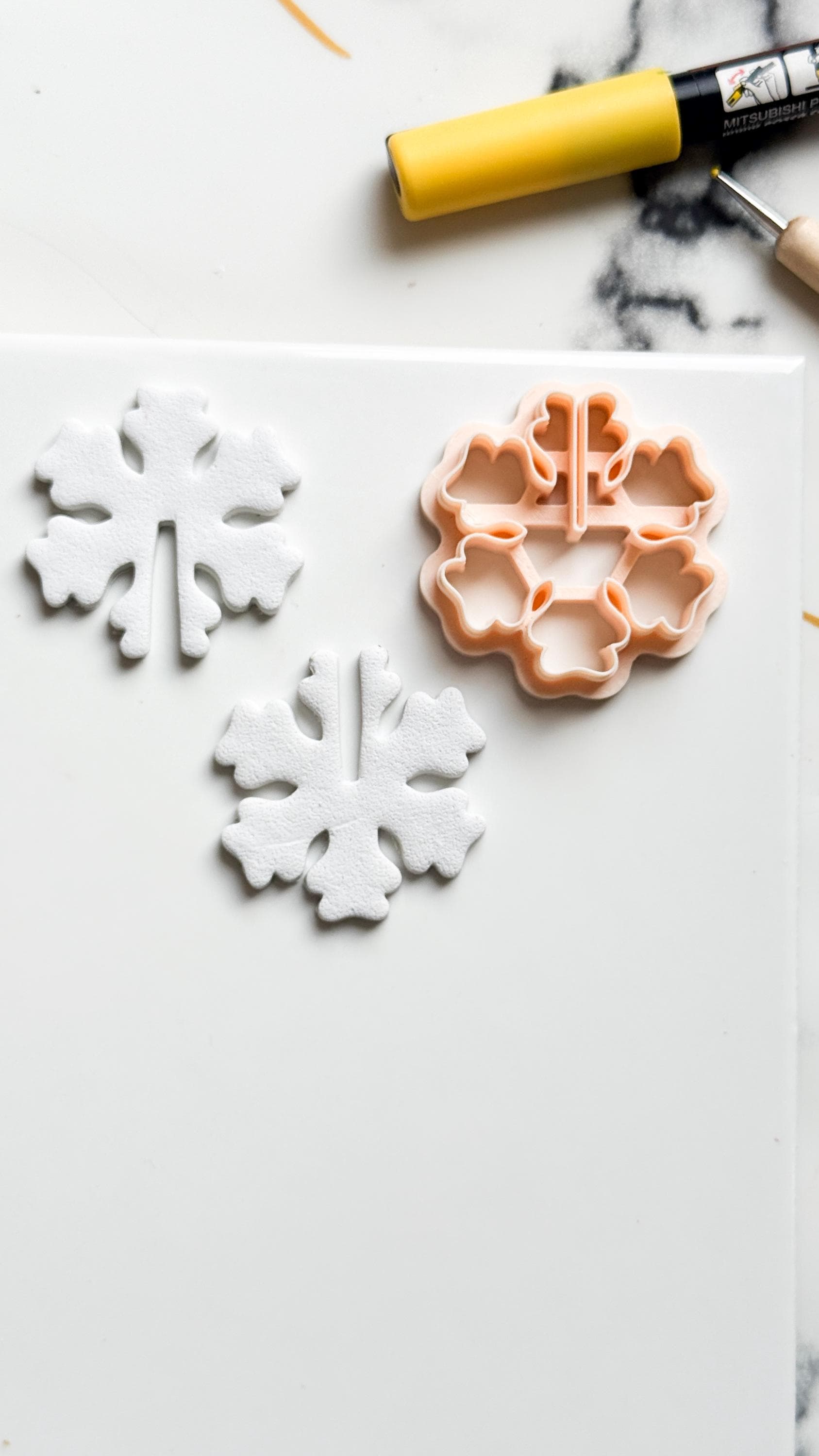 3D Snowflake Clay Cutter: Interlocking Winter Polymer Clay Tool