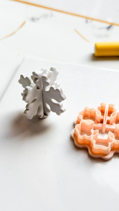 3D Snowflake Clay Cutter: Interlocking Winter Polymer Clay Tool