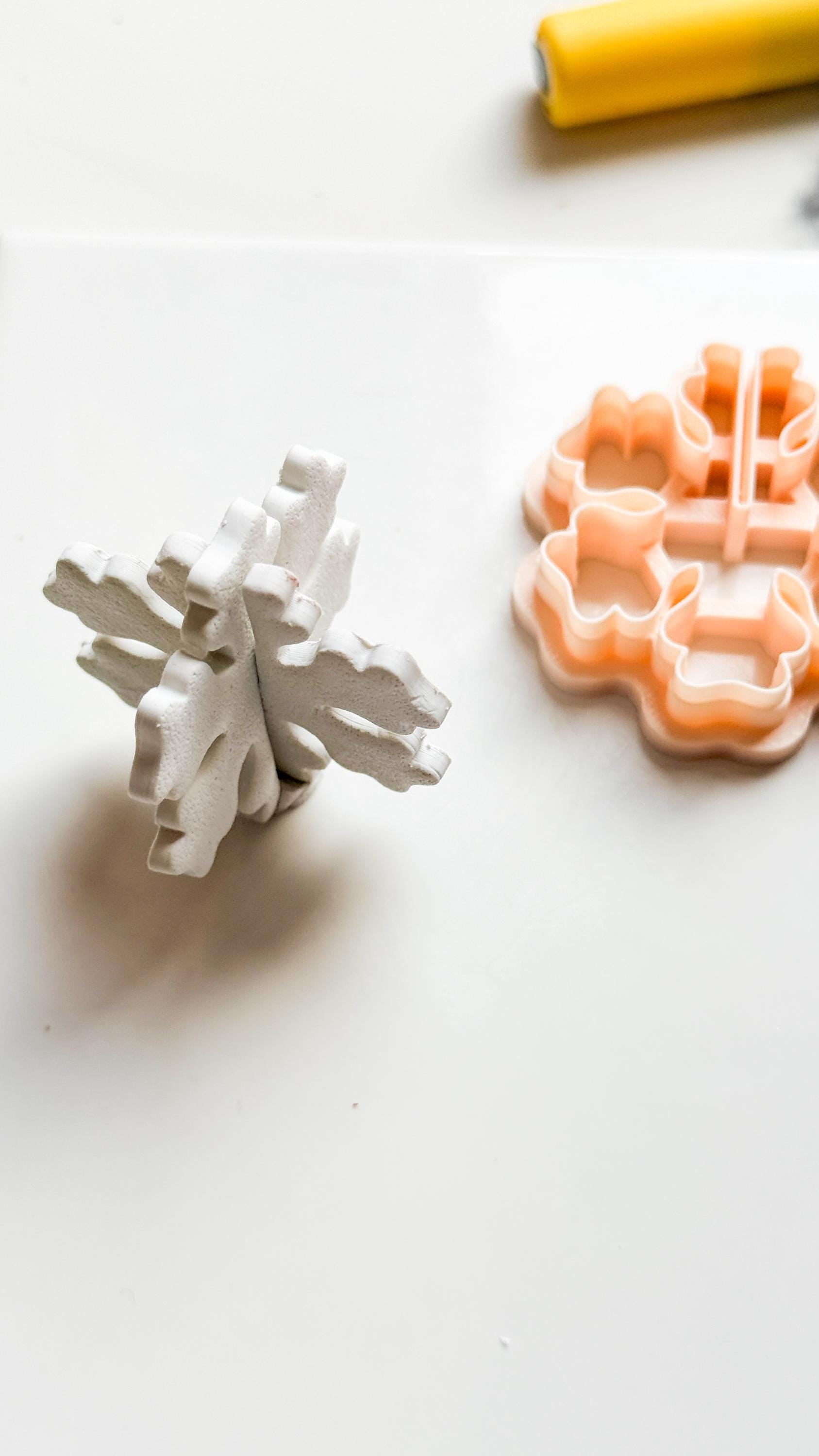 3D Snowflake Clay Cutter: Interlocking Winter Polymer Clay Tool