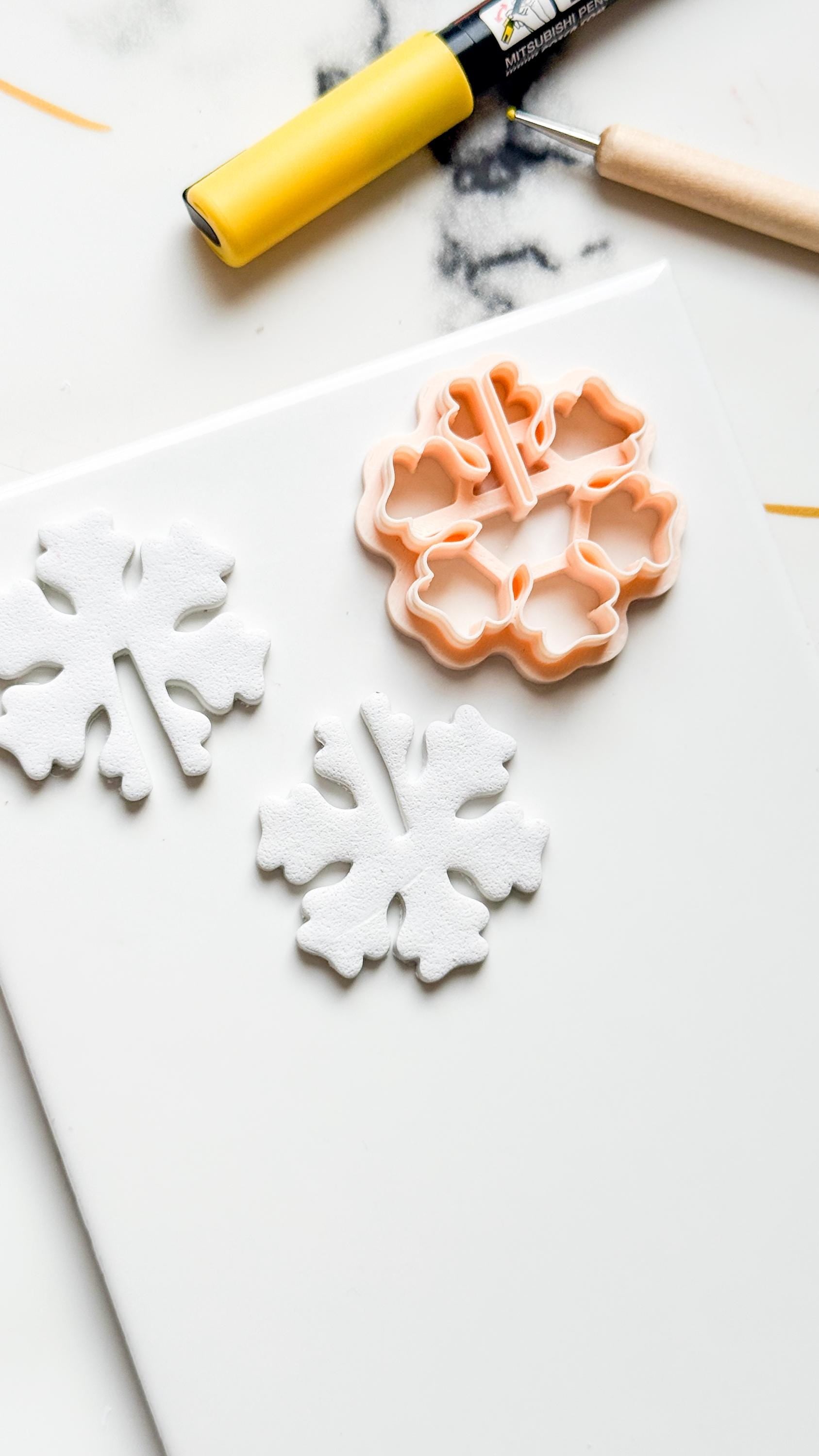3D Snowflake Clay Cutter: Interlocking Winter Polymer Clay Tool