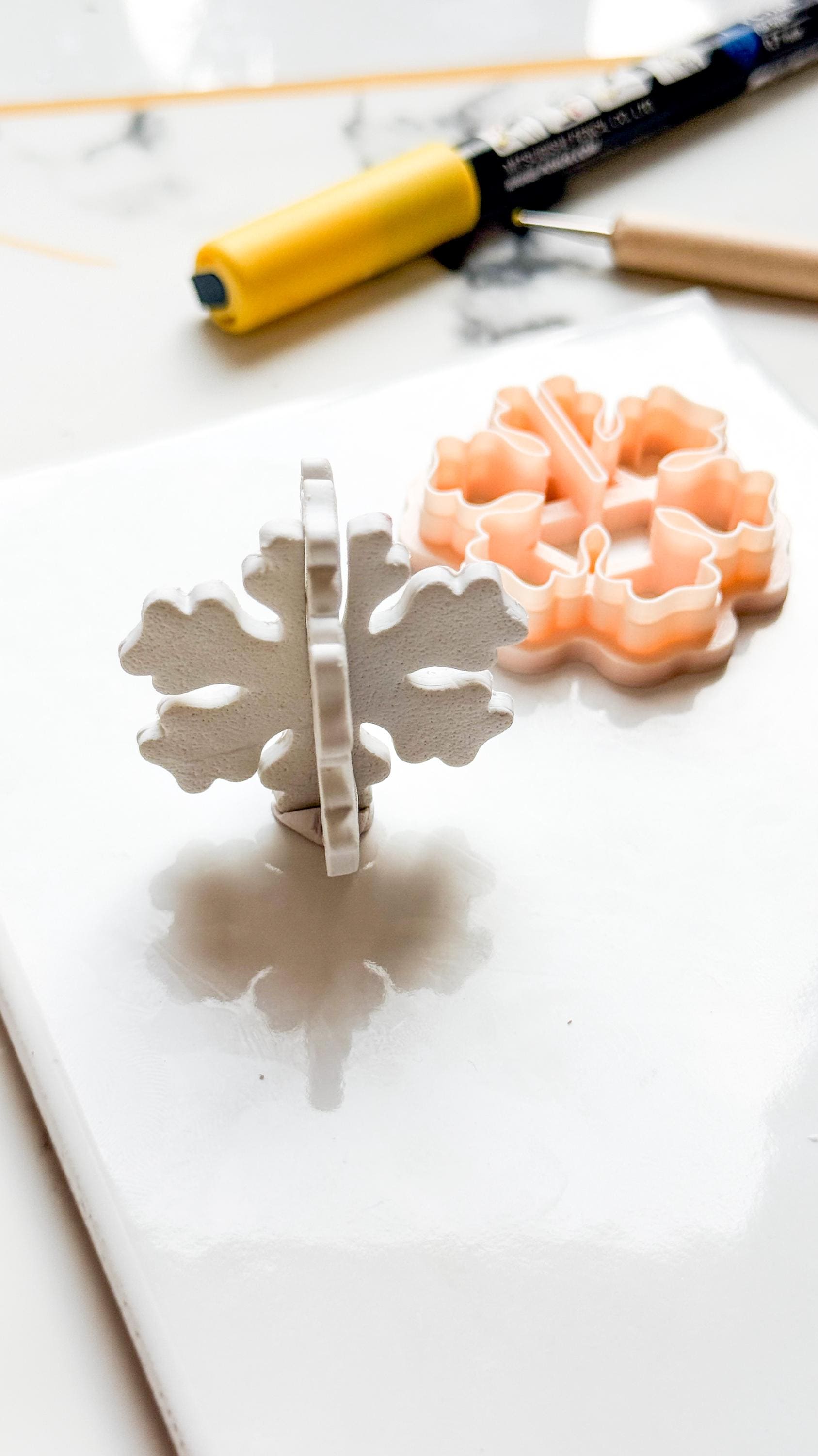 3D Snowflake Clay Cutter: Interlocking Winter Polymer Clay Tool