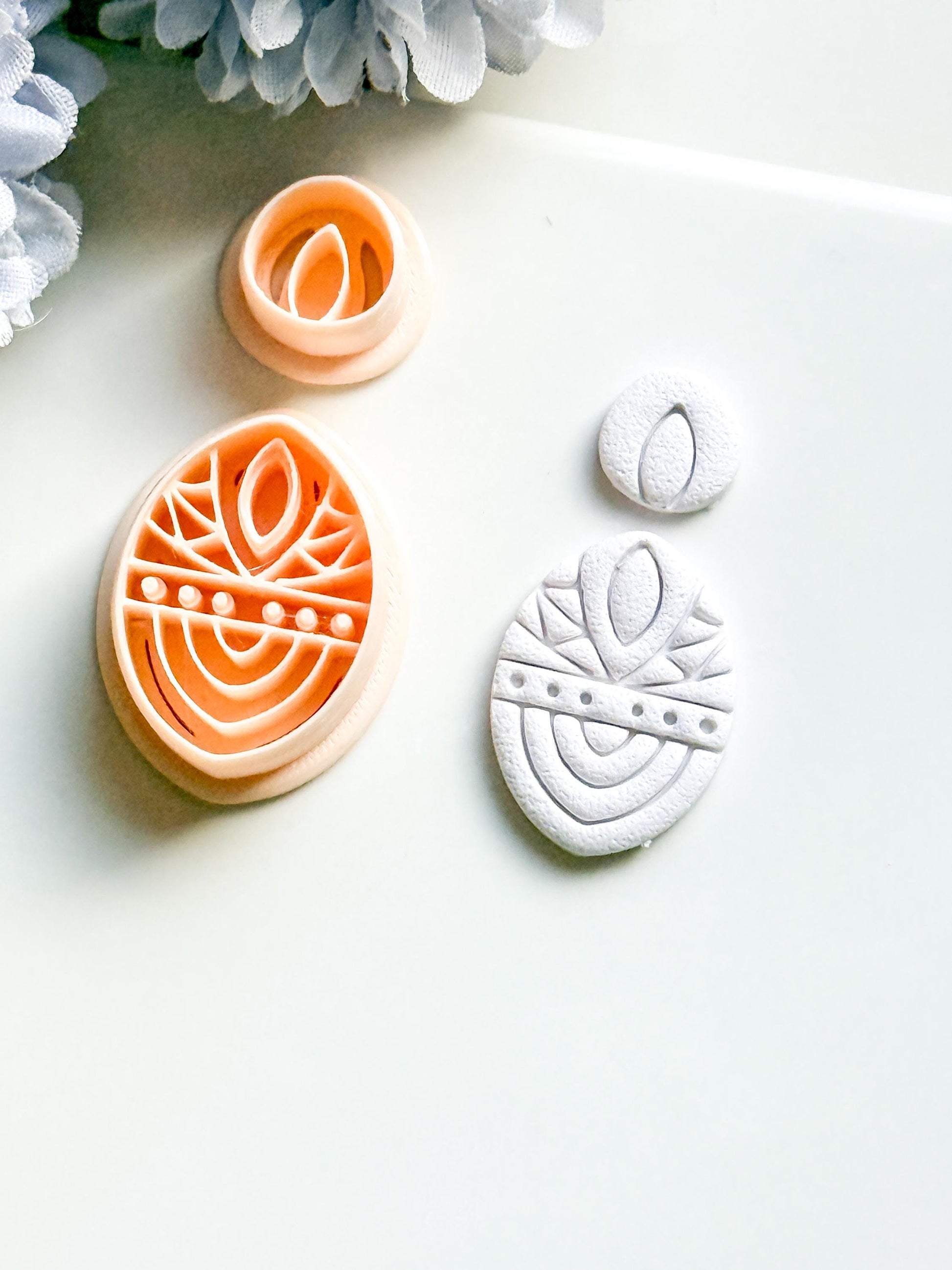 Savanna Oval Clay Cutter Set: Geometric Tribal Polymer Clay Tools