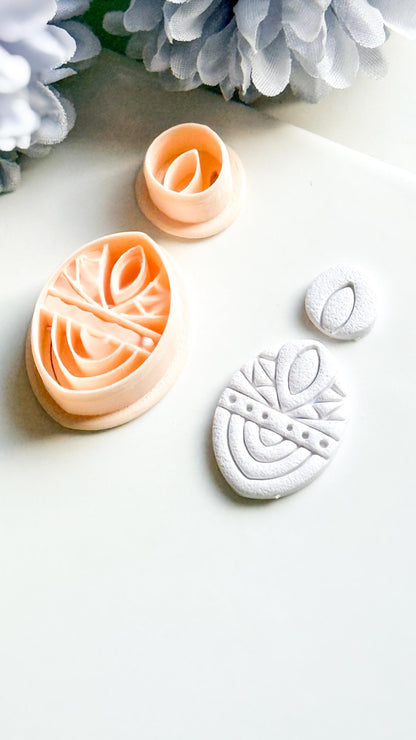 Savanna Oval Clay Cutter Set: Geometric Tribal Polymer Clay Tools